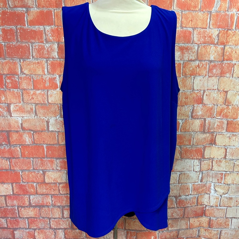 Worthington Royal Blue Plus Size Layered Front Cutout Back Sleeveless‎ Top